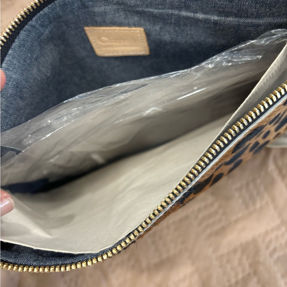 Clare V. Leopard Print Genuine Calf Hair Clutch - Picture 10 of 12